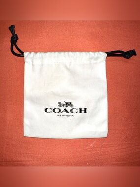 Coach New York White Black Logo Small Drawstring Dust Bag